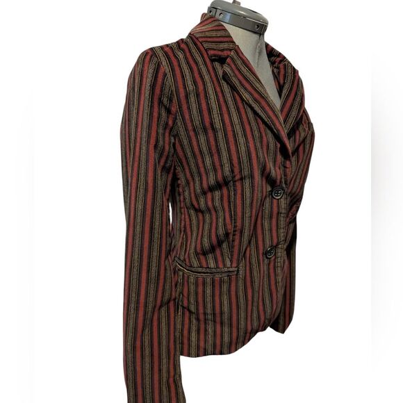 Free People B-Line Striped Velvet Blazer Red Burgundy Academia Jacket - Picture 7 of 10